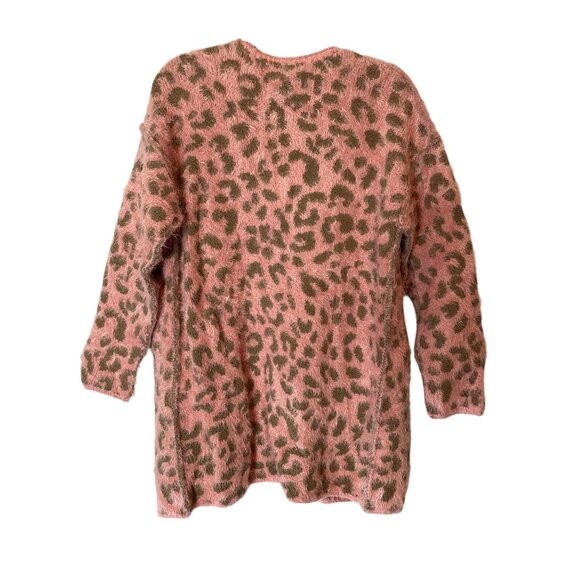 NWT 143 Story by Line up Pink & Cream Leopard Print Open-Front Cardigan Small - Picture 2 of 10